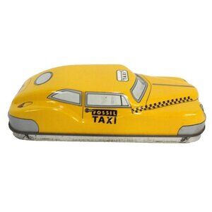 FOSSIL yellow taxi small metal EMPTY watch box vintage 1993